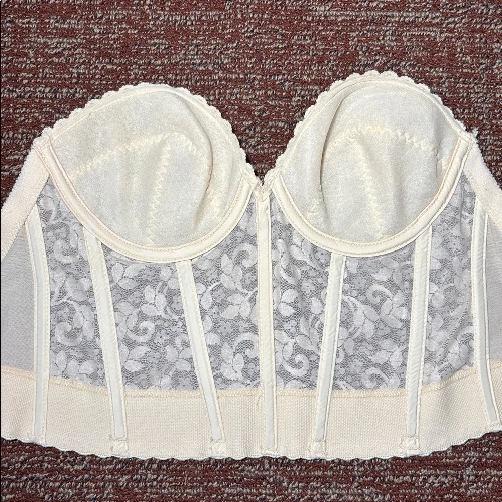 Carnival vintage nude lace bustier bra delicate floral lace low back bra 34C